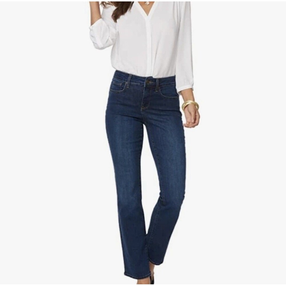 NYDJ Jeans Marilyn Straight Lift Tuck Soft Stretch Denim Women Size 8 Blue